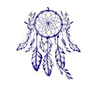 Dreamcatcher Decor Sketch Hand Drawn in Doodle Style Wall Stickers 54.6x62cm Window Decals DarkBlue