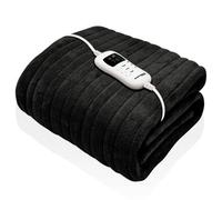 Dreamcatcher Deluxe Black Electric Throw Heated Double Over Blanket Soft Fleece 9 Heat & 12 Timer Settings