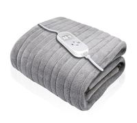 Deluxe Electric Throw Heated Double Over Blanket Soft Fleece Variable Heat & Timer Settings Dreamcatcher Silver One Size