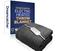 Dreamcatcher Deluxe Grey Electric Throw Heated Double Over Blanket Soft Fleece 9 Heat & 12 Timer Settings