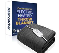 Dreamcatcher Deluxe Grey Electric Throw Heated Double Over Blanket Soft Fleece 9 Heat & 12 Timer Settings
