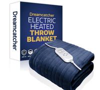 Dreamcatcher Deluxe Xl Electric Throw Heated Double Over Blanket Soft Fleece 9 Heat & 12Hr Timer Settings - Navy Blue