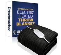 Dreamcatcher Deluxe Xl Electric Throw Heated Double Over Blanket Soft Fleece 9 Heat & 12Hr Timer Settings - Black