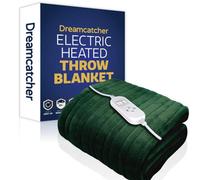 Dreamcatcher Deluxe Xl Electric Throw Heated Double Over Blanket Soft Fleece 9 Heat & 12Hr Timer Settings - Green