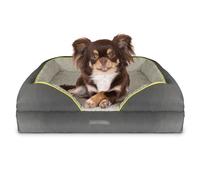 Dreamcatcher Dog Bed Medium 71x58x20cm, Orthopaedic Memory Foam Bolster and Non Slip Base with Sherpa Fleece Top. Grey Waterproof Oxford Fabric Sides and Removable Washable Cover