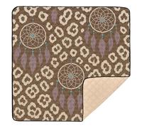 Dreamcatcher Dots Leopard Print Large Non-Slip Baby Activity Play Mat for Floor Cozy Breathable Activity Gym Mat for Babies Infants Toddlers, 50'' x 50''