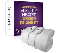 Dreamcatcher Double Electric Blanket 193 x 137cm, Fully Fitted Soft Polyester Electric Blanket, Underblanket Mattress Cover, 3x Heat Settings, 2x Controllers and Machine Washable White Heated Blanket