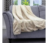 Dreamcatcher Faux Fur Throw Blanket, 160 x 130cm, Cream | Ultra-soft polyester faux fur throw, 160 x 130cm and 1.4kg, ideal for sofas, beds and cosy warmth on chilly evenings.