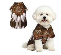 Dreamcatcher Feather Art XL Pet Hawaiian Shirt for Small Dogs-Cute Summer Beach Outfit for Puppy, Soft Breathable Cat Clothes with Buttons