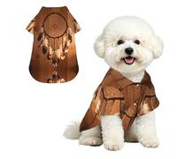 Dreamcatcher Feather Fall L Pet Hawaiian Shirt for Small Dogs-Cute Summer Beach Outfit for Puppy, Soft Breathable Cat Clothes with Buttons