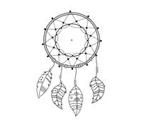 Dreamcatcher Feather Native Boho and Tribal Hand Drawn Style Wall Stickers 36x56cm Self Adhesive Black