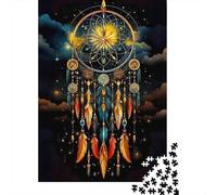 Dreamcatcher Feather Pattern 1000 Piece Jigsaw Puzzle Jigsaw Puzzle for Adults Night Relaxation Focus Home Decor Gift 52x38cm/1000pcs