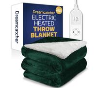 Dreamcatcher Green Heated Throw Electric Blanket, 160 x 120cm Heated Blanket Machine Washable Soft Micro Fleece & Sherpa Electric Throw Overblanket with 12HR Timer and 9X Control Heat Settings