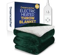 Deluxe Electric Throw Heated Double Over Blanket Soft Sherpa Micro Fleece Variable Heat & Timer Settings Dreamcatcher Green One Size