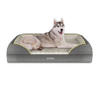 Dreamcatcher Grey Extra Large Plus Dog Bed Orthopaedic Shredded Memory Foam Fleece Sleeping Area, Non Slip Base, Washable Cover