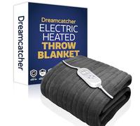 Dreamcatcher Grey XL Heated Throw Electric Blanket, 180 x 130cm Heated Blanket Machine Washable Soft Fleece Electric Throw Overblanket with 12HR Timer and 9X Control Heat Settings