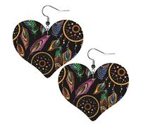 Dreamcatcher Heart Shape Leather Earrings Women Girls Simple Dangle Earrings Gifts for Her