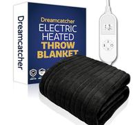 Dreamcatcher Heated Throw Blanket, 9 Heat Settings, 12HR Timer, Black | Large 180 x 130cm microfleece heated throw with 9 heat settings, 12HR timer, detachable controller and 2m cable.