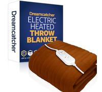 Dreamcatcher Heated Throw Blanket, 9 Heat Settings, 12HR Timer, Brown | Soft 160 x 120cm microfleece heated throw with 9 heat settings, 12-hour timer, detachable controller and 2m cable.