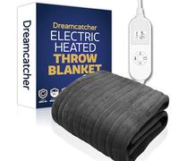 Dreamcatcher Heated Throw Blanket, 9 Heat Settings, 12HR Timer, Grey | Soft 160 x 120cm microfleece heated throw with 9 heat settings, 12-hour timer, detachable controller and 2m cable.