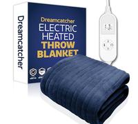 Dreamcatcher Heated Throw Blanket, 9 Heat Settings, 12HR Timer, Navy | Soft 160 x 120cm microfleece heated throw with 9 heat settings, 12-hour timer, detachable controller and 2m cable.