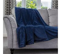 Dreamcatcher Luxury Faux Fur Polyester Throw Over Blanket 160x130cm in Dark Blue | Size: 160x130 cm Dreamcatcher Dark Blue 160x130 cm