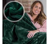 Dreamcatcher Deluxe Throw Green Faux Fur Double Over Blanket Soft Fleece