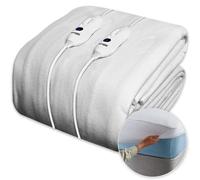 Dreamcatcher Luxury Polyester Electric Blanket Heated Fully Fitted Under Blanket 3 Heat Settings - Single/Double/King/Super King in White Dreamcatcher White King
