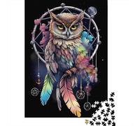 Dreamcatcher Mandala Owl Puzzle for Adults 1000 Pieces, Owl Themed Jigsaw Puzzle, Gift for Quiet Evenings, 52x38cm/1000pcs