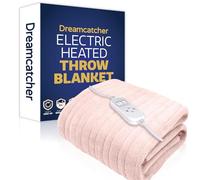 Dreamcatcher Pink XL Heated Throw Electric Blanket, 180 x 130cm Heated Blanket Machine Washable Soft Fleece Electric Throw Overblanket with 12HR Timer and 9X Control Heat Settings