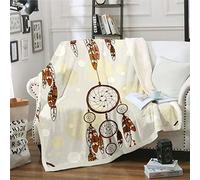 Dreamcatcher Plush Blanket Boho Dream Catcher Fleece Throw Blanket for Sofa Bed Indian Hippie Feather Sherpa Blanket Native American Vintage Fuzzy Blanket Baby 30x40 Inch