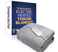 Dreamcatcher Silver Heated Throw Electric Blanket, 160 x 120cm Heated Blanket Machine Washable Soft Fleece Electric Throw Overblanket with 12HR Timer and 9X Control Heat Settings