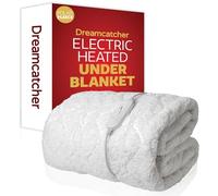 Dreamcatcher Single Electric Blanket 190 x 90cm, Soft Polar Fleece Electric Blanket Fitted Underblanket Mattress Cover, 3x Heat Settings, 1x Controller and Machine Washable White Heated Blanket