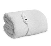 Dreamcatcher Single Electric Blanket 193x91cm, Fully Fitted Sherpa Fleece Electric Blanket, Underblanket Mattress Cover, 3x Heat Settings, 1x Controller and Machine Washable White Heated Blanket