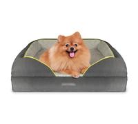 Dreamcatcher Small Dog Bed, Orthopaedic Memory Foam, Bolster, Waterproof | 65 x 40 x 20cm bed with cooling gel memory foam, four-sided bolster, waterproof liner, non-slip base and washable cover.