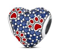 Dreamcatcher Star Moon Dog Cat Unicorn Evil Eye Hamsa Fatima Music Love Heart Charm Bead Pendant 925 Sterling Silver Compatible With Pandora Charm Moments Bracelet (Love Heart Cat Dog Paw)