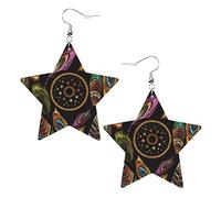 Dreamcatcher Star Shape Shaped Leather Earrings Women Girls Simple Dangle Earrings Gifts for Her