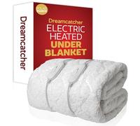 Dreamcatcher Superking Electric Blanket 200 x 182cm, Soft Fleece Polyester Electric Blanket Fitted Underblanket Mattress Cover, 3x Heat Settings, 2x Controllers and Machine Washable Heated Blanket
