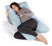 Dreamcatcher U Shaped Pregnancy Pillow, Memory Foam, Blue | 125 x 70 x 20cm maternity pillow with shredded memory foam, full-body U-shape support and removable washable velvet cover.