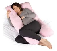 Dreamcatcher U Shaped Pregnancy Pillow Pink, Maternity Cushion Machine Washable & Removable Velvet Cover