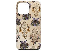 Dreamcatcher Witchy Animal Print Boho Brown Supercute Owl Case for iPhone 13 Pro Max