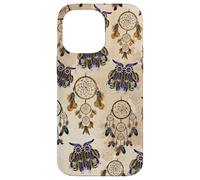 Dreamcatcher Witchy Animal Print Boho Brown Supercute Owl Case for iPhone 14 Pro Max