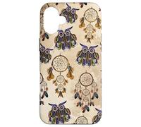 Dreamcatcher Witchy Animal Print Boho Brown Supercute Owl Case for iPhone 16 Plus