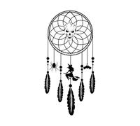 Dreamcatcher with Threads Beads and Feathers Halloween Witch Native American Symbol in Boho Style Wall Stickers 34x70.1cm Do not Damage The Wall Surface Black