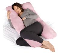 Dreamcatcher Women's Pink Pregnancy Pillow, U Shaped Shredded Memory Foam Maternity Pillow Machine Washable & Removable Velvet Cover Dreamcatcher Pink