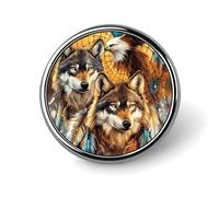 Dreamcatcher1 Wolf Eagle1 Round Lapel Pins Button Brooch Pin Badge Clothes Accessories for Men Women
