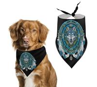 Dreamcatcher1 Wolf Funny Dog Bandana Cats Puppies Triangle Scarf for Small Medium Large Pet