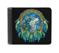 Dreamcatcher1 Wolf Printed Bifold Wallet with Hidden Compartments Pocket Money and Credit Card Holder for Men Women