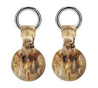 Dreamcatchers Bison Compatible with Airtag Locator Silicone Protective Case with Keychain 2PCS