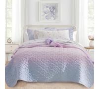 DREAMCLOUD HOME 3 Piece Quilt Set Bailey Pattern Printed Coverlet Set, Lightweight Reversible Coverlet Set, Soft All Season Coverlet Set (1 Comforter & 2 Pillow Shams)